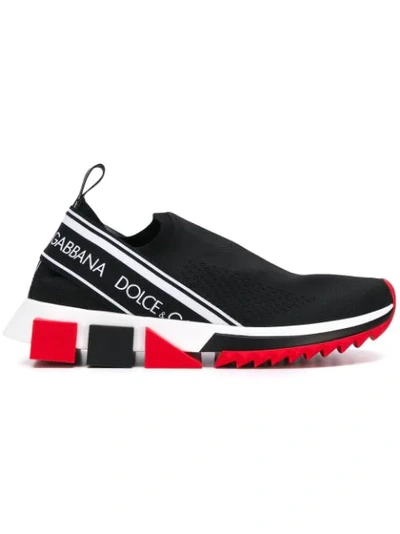 Dolce & Gabbana Black, White And Red Sorrento Logo Sneakers In Black