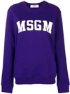 Msgm Logo Patch Sweatshirt In Purple