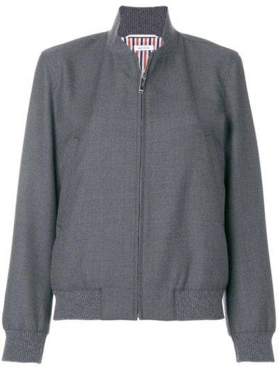 Thom Browne Classic Wool Varsity Jacket In Grey