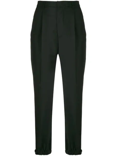 Prada High Waist Tapered Trousers In Black