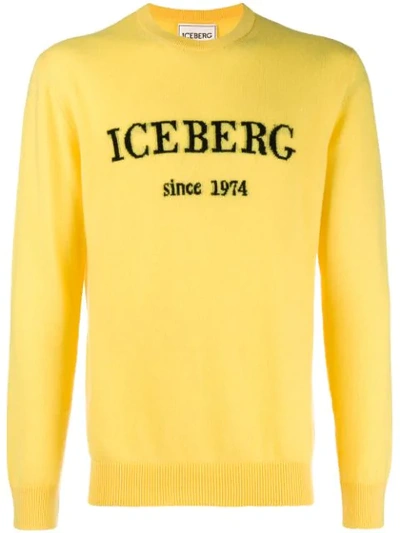 Iceberg Cashmere Logo Sweater In Yellow