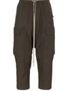 Rick Owens Drawstring Cropped Trousers In Grey