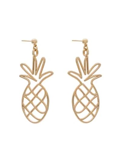 Malaika Raiss Gold Plated Pineapple Earrings - Metallic
