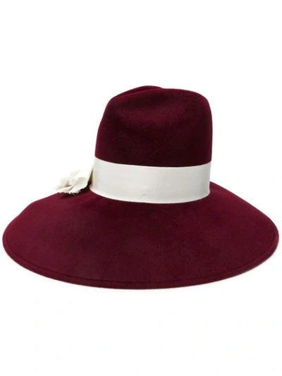 Gucci Wide Brim Bow Hat In Red