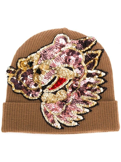 P.a.r.o.s.h . Sequin Embellished Knitted Hat - Brown