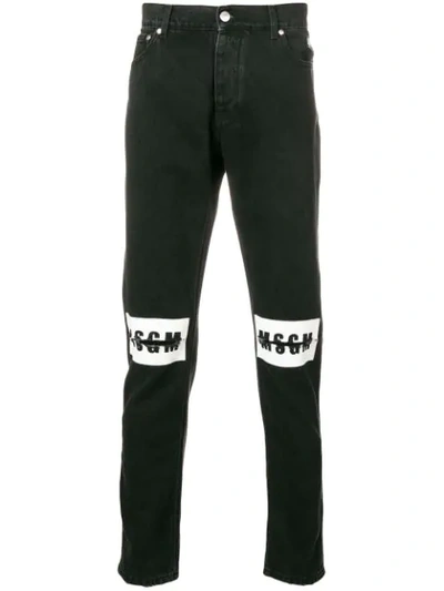 Msgm Gerippte Jeans Mit Logo In Black