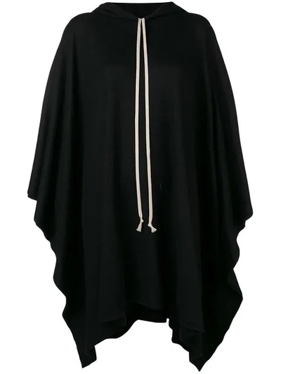 Rick Owens Knitted Hooded Coat In Black