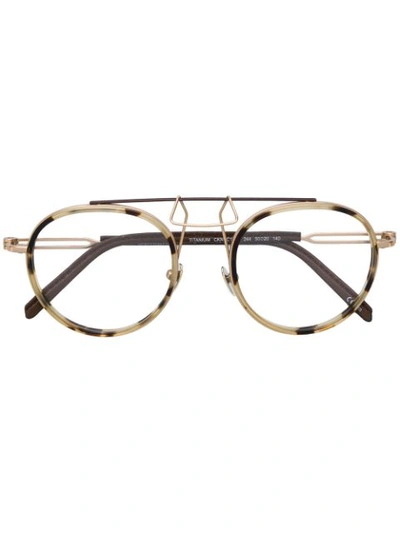 Calvin Klein 205w39nyc Round Frame Glasses - Neutrals In Nude & Neutrals