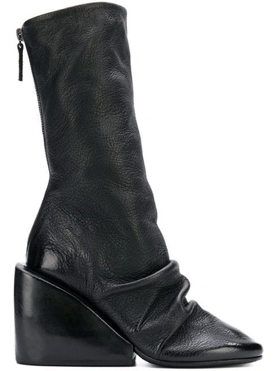 Marsèll Draped Wedge Ankle Boots In Black