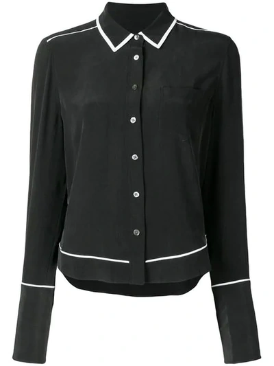 Equipment Contrast-trim Long Sleeve Shirt In Black