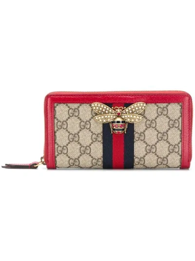 Gucci Queen Margaret Gg Zip Around Wallet In Brown