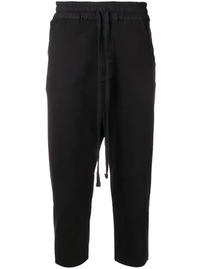 Thom Krom Drop Crotch Cropped Trousers In Black