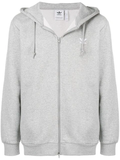 Adidas Originals Oversized Zip Front Hoodie In Grey