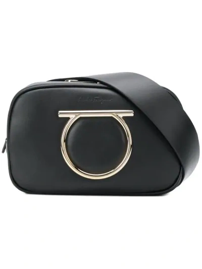 Ferragamo Vela Leather Belt Bag In Black
