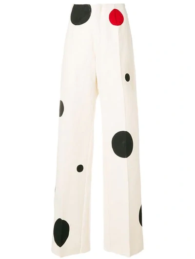 Seen Dotted Wide Leg Trousers In Neutrals