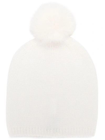 Max Mara Pom Pom Knitted Hat - White