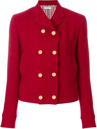 Thom Browne Cropped Melton Jacket In Red