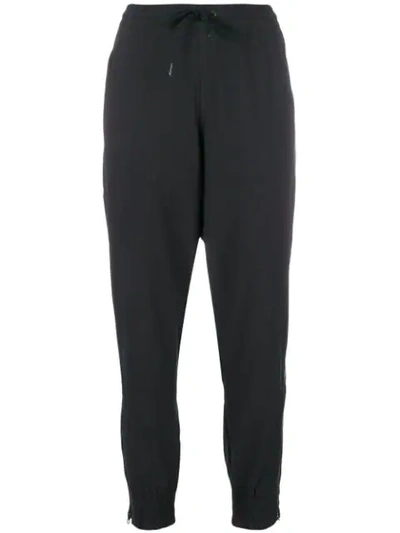 Adidas By Stella Mccartney Layered Cropped Joggers In Black