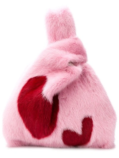 Simonetta Ravizza Furrissima Heart Tote Bag In Pink