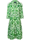Samantha Sung Printed Flared Summer Dress In Green