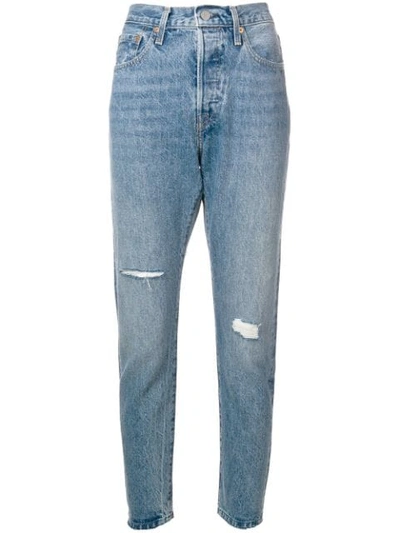 Levi's : Made & Crafted Distressed Cropped Jeans - Blue