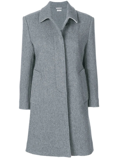 Thom Browne Unlined Bal Collar Overcoat In Boiled Wool In Grey