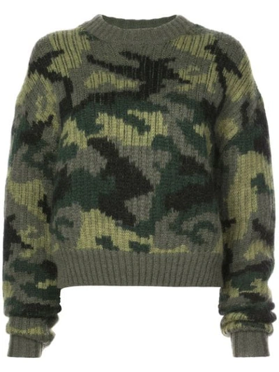 Proenza Schouler Pswl Camouflage Wool-blend Sweater In Military Combo