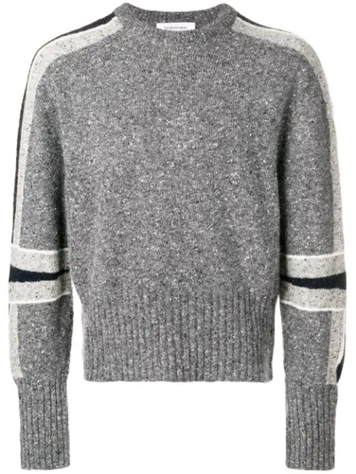 Thom Browne Classic Wool Mohair Sweater In Grey
