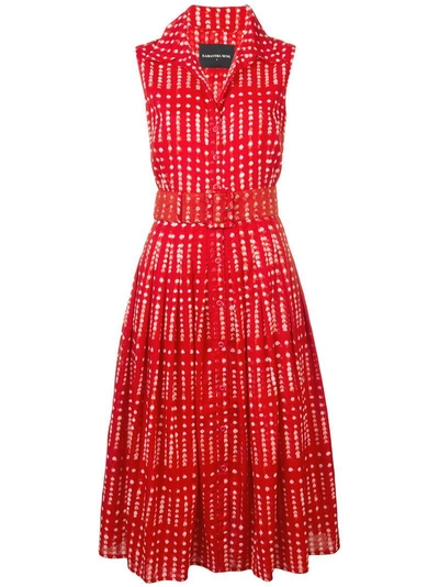 Samantha Sung Printed Flared Summer Dress In Red