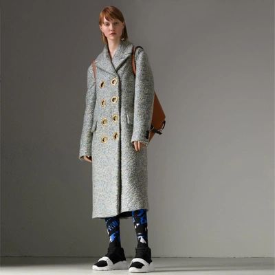 Burberry Laminated Cashmere Blend Double-breasted Coat In Olive  