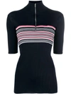 Prada Striped Panel Knitted Top - Blue