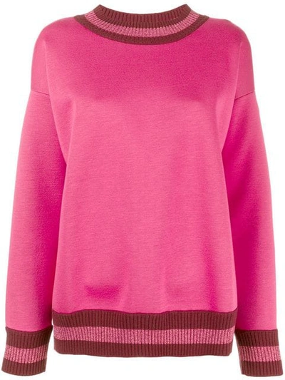 Moncler Loose Fit Logo Sweatshirt In Pink