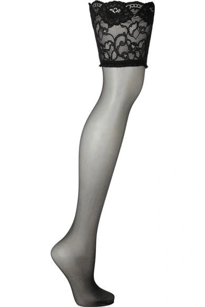 La Perla Allure 15 Denier Lace-trimmed Stay-up Stockings In Black | ModeSens