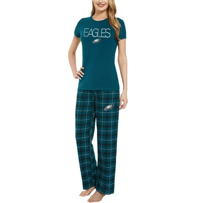 Concepts Sport Green/black Philadelphia Eagles Arctic T-shirt & Flannel Pants Sleep Set