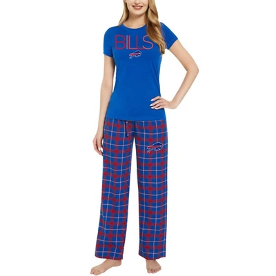 Concepts Sport Women's  Royal, Red Buffalo Bills Arcticâ T-shirt And Flannel Pants Sleep Set In Royal,red