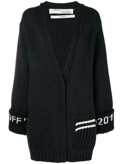 Off-white Oversized Intarsia Wool-blend Cardigan In Black