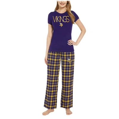 Concepts Sport Purple/gold Minnesota Vikings Arctic T-shirt & Flannel Trousers Sleep Set