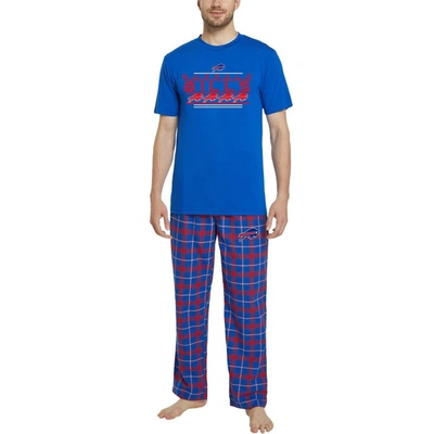 Concepts Sport Men's  Royal, Red Buffalo Bills Arcticâ T-shirt And Flannel Pants Sleep Set In Royal,red