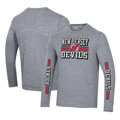 Champion Heather Gray New Jersey Devils Tri-blend Dual-stripe Long Sleeve T-shirt