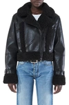 Apparis Jay Faux Leather & Faux Shearling Moto Jacket In Noir
