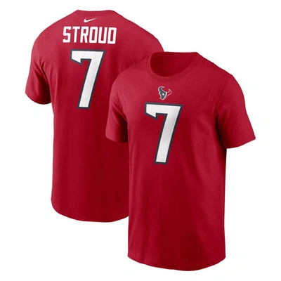 Nike Men's  C.j. Stroud Red Houston Texans Player Name And Number T-shirt