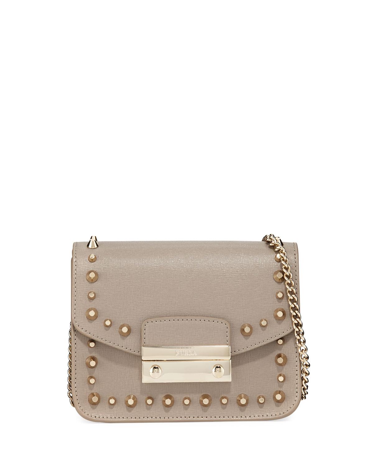 Furla Julia Mini Studded Leather Crossbody Bag In Sabbia B ModeSens