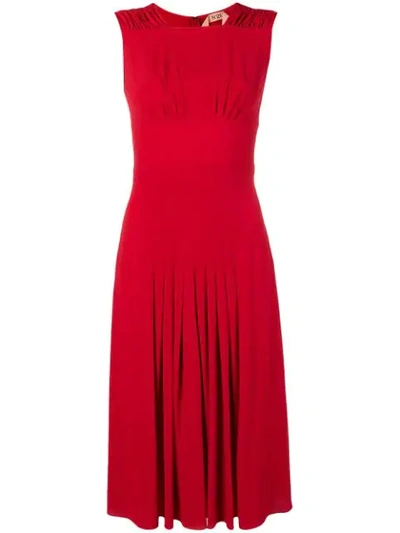 N°21 Pleated Sleeveless Midi Dress In Red