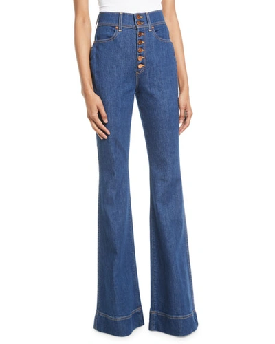 Alice And Olivia Beautiful High-rise Wide-leg Jeans In Dark Blue