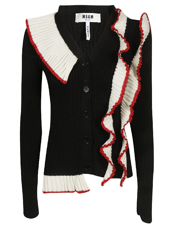 black frilly cardigan