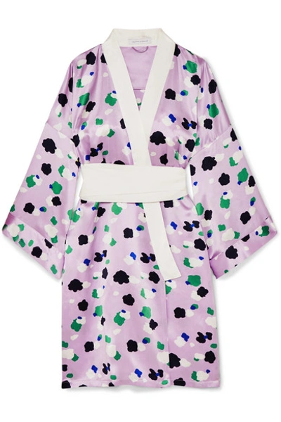 Olivia Von Halle Mimi Maya Dot-print Short Robe In Lilac