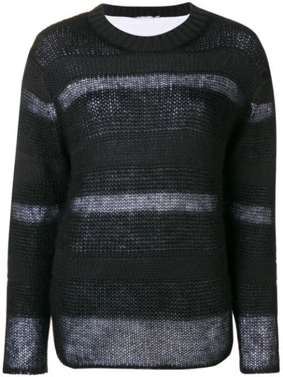 Alexander Wang T Loose Knit Sweater & Tee Liner In Black White