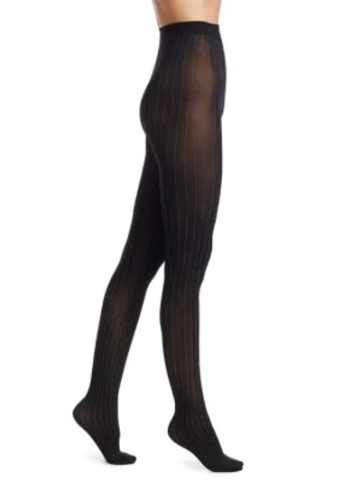 Wolford Muriel Pinstripe Tights In Black/white
