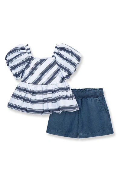 Habitual Babies'  Kids Stripe Puff Sleeve Top & Shorts Set