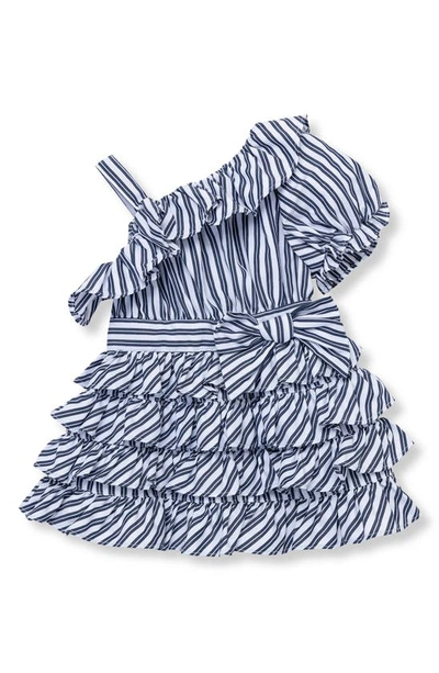 Habitual Babies' Asymmetric Ruffle Dress In Stripe